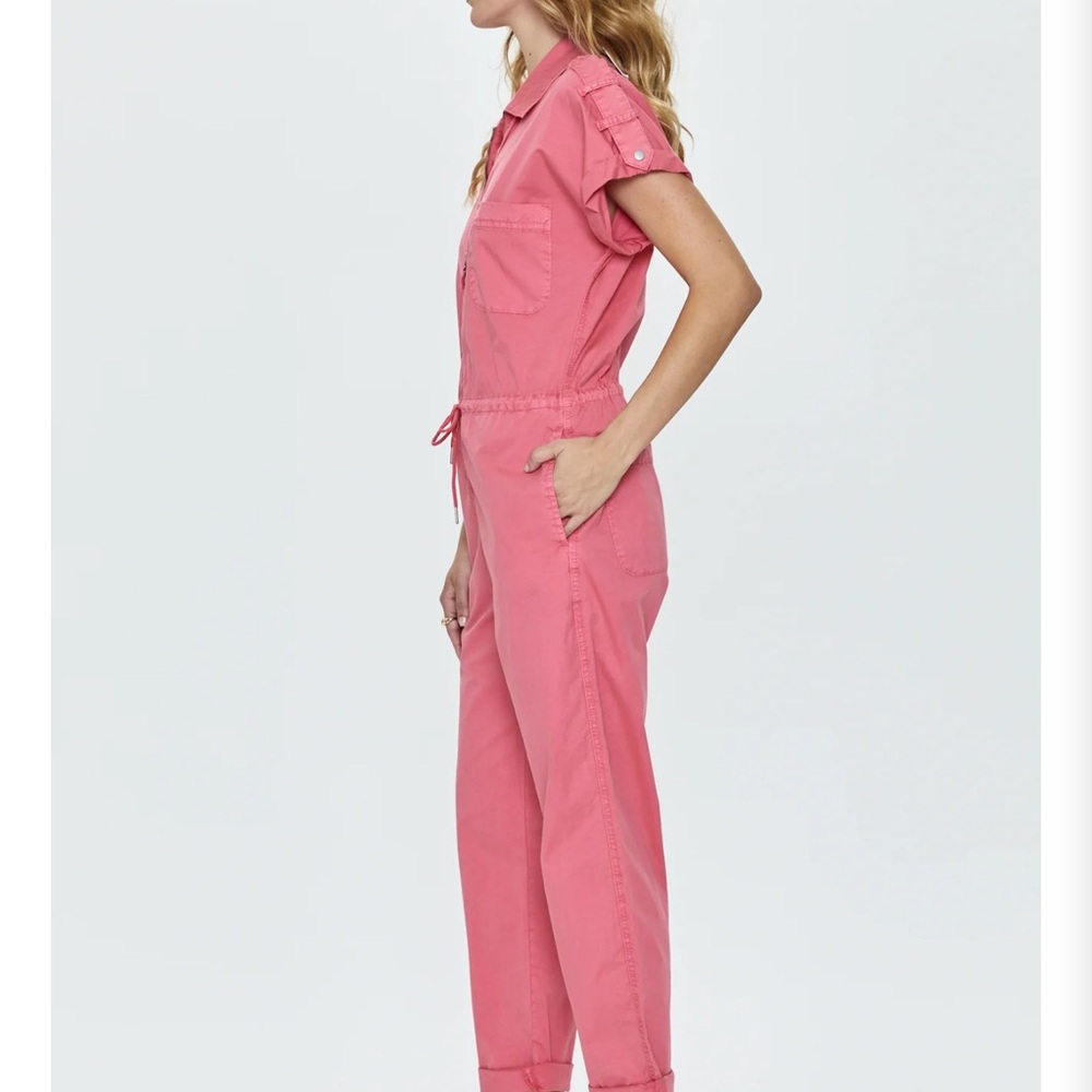 Pistola Jordan short sleeve zip front jumpsuit- pink punch - Picture 3 of 5
